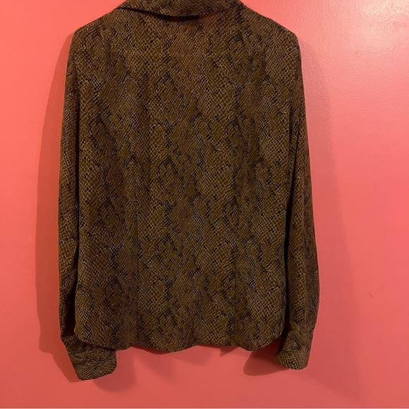 New York & Company Brown Snake Print Blouse - Picture 2 of 5
